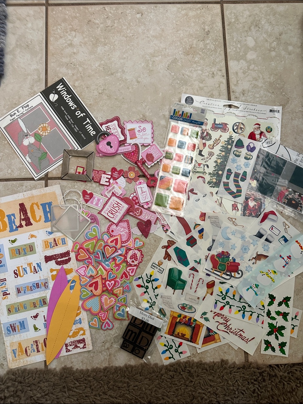 Assorted Holiday Craft Stickers and Embellishments